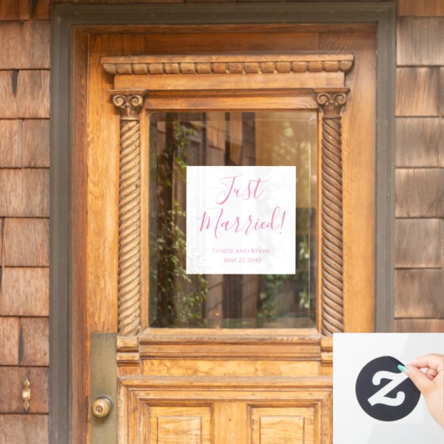 Just Married Custom Wedding Window Cling Honeymoon (Home Door)