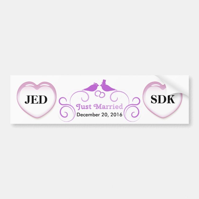 Just Married - Customizable Bumper Sticker (Front)