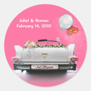 Just Married (customizable) Classic Round Sticker