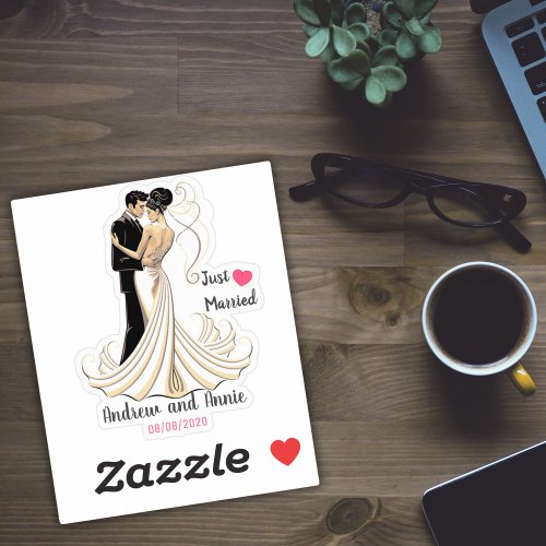 Just Married Customizable Couple Sticker
