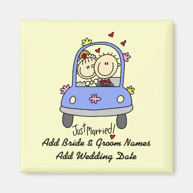 Targa Magnetica Per Auto 'Just Married' Riflettente, 45x12 Cm - Adesivo Da Auto Per Sposi, Resistente Al Vento E UV