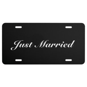 Just Married, customize text classic elegant black License Plate
