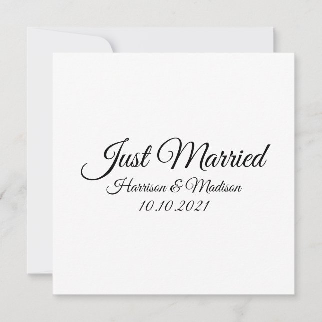 Just Married, customize text Wedding Announcement (Front)