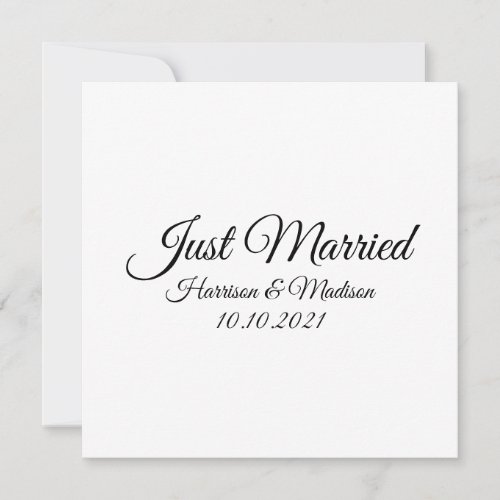 Just Married customize text Wedding Announcement