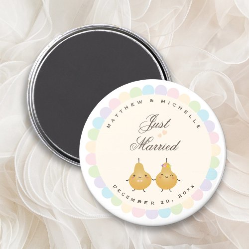Just Married Cute Perfect Pair Wedding Favor Magnet