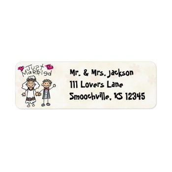 Just Married Cute Return Address Labels by itsyourwedding at Zazzle