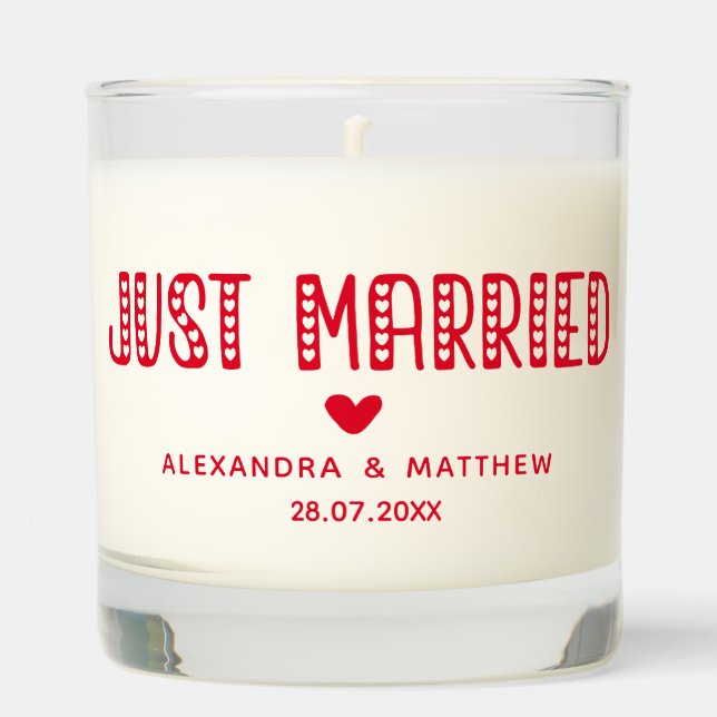 Just Married! Cute Typography Car Scented Candle (Front)