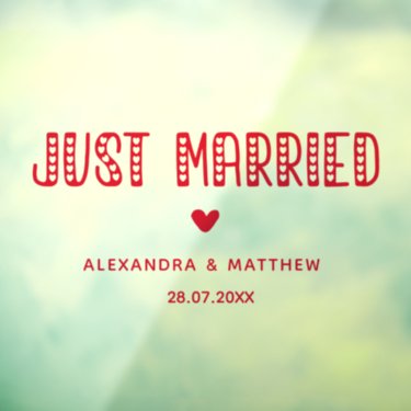 Just Married! Cute Typography Car