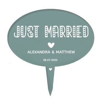 Just Married! Cute Typography Emerald Green