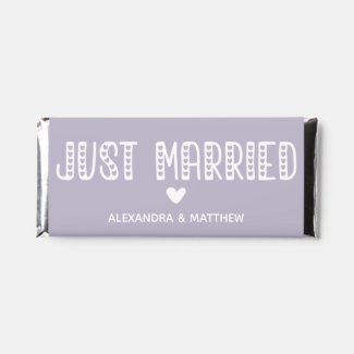 Just Married! Cute Typography Lavender Hershey Bar Favors