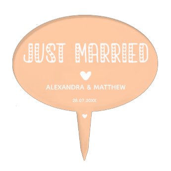 Just Married! Cute Typography Peach