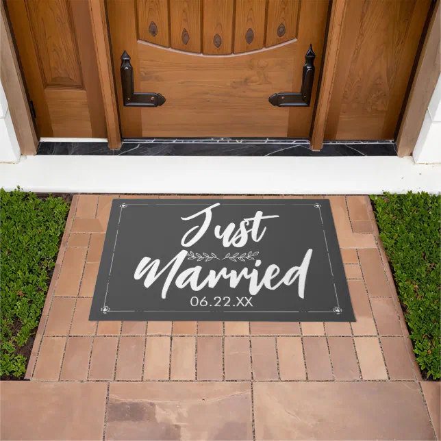 Just Married Date Wedding Gift Cute Doormat
