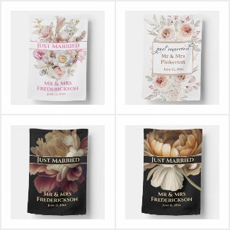  Just Married - Decorative Wedding House Flags