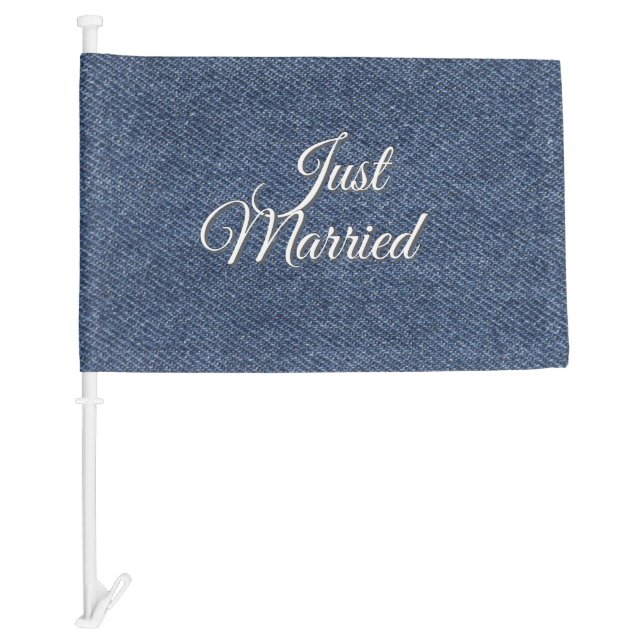 Just Married Denim Car Flag (Front)