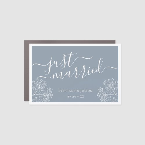 Just Married Dusty Blue  Car Magnet