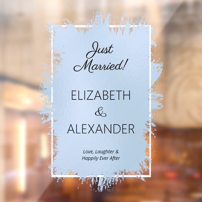 Just Married! Dusty Blue Faux Foil Window Cling (Sheet 2)