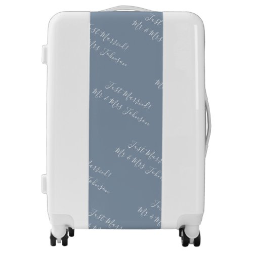 Just Married Dusty Blue Newlywed Honeymoon Luggage