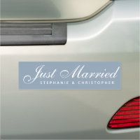 Just Married Dusty Blue Wedding Simple Script
