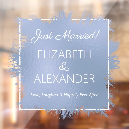 Just Married Dusty Blue Window Cling