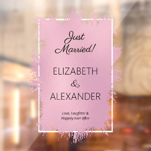 Just Married! Dusty Pink Faux Foil Window Cling