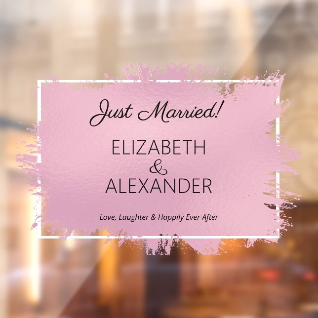 Just Married! Dusty Pink Faux Foil Window Cling (Sheet 2)