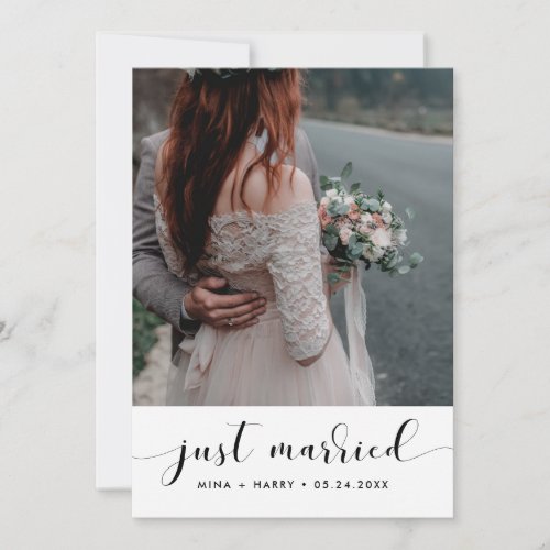 Just married Elegant announcement photo card