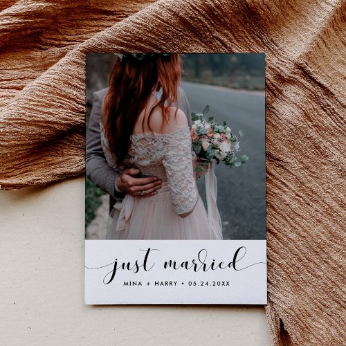 Just married Elegant announcement photo card