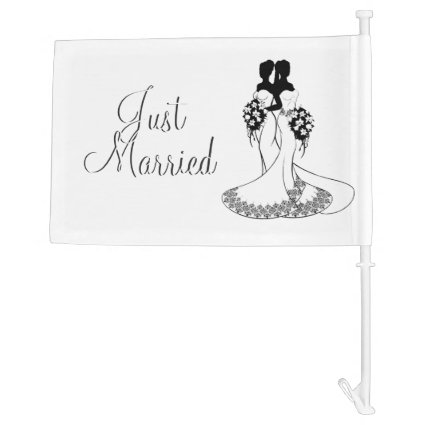 Just Married Elegant Brides Car Flag