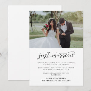 Just married Elegant calligraphy announcement