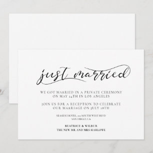 Just married Elegant calligraphy announcement