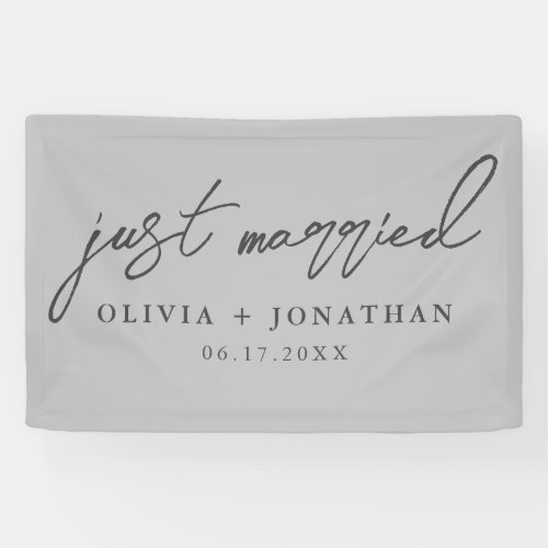 Just Married Elegant Calligraphy Script Wedding Banner