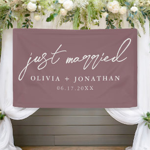 Just Married Elegant Calligraphy Script Wedding Banner