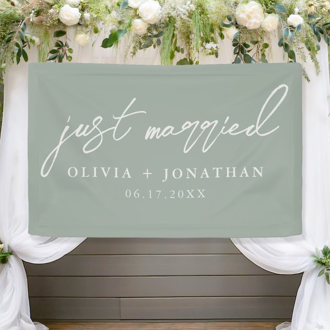 Just Married Elegant Calligraphy Script Wedding Banner (Creator Uploaded)