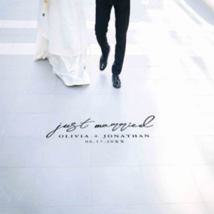 Just Married Elegant Calligraphy Script Wedding Floor Decals
