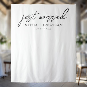 Just Married Elegant Calligraphy Wedding Backdrop