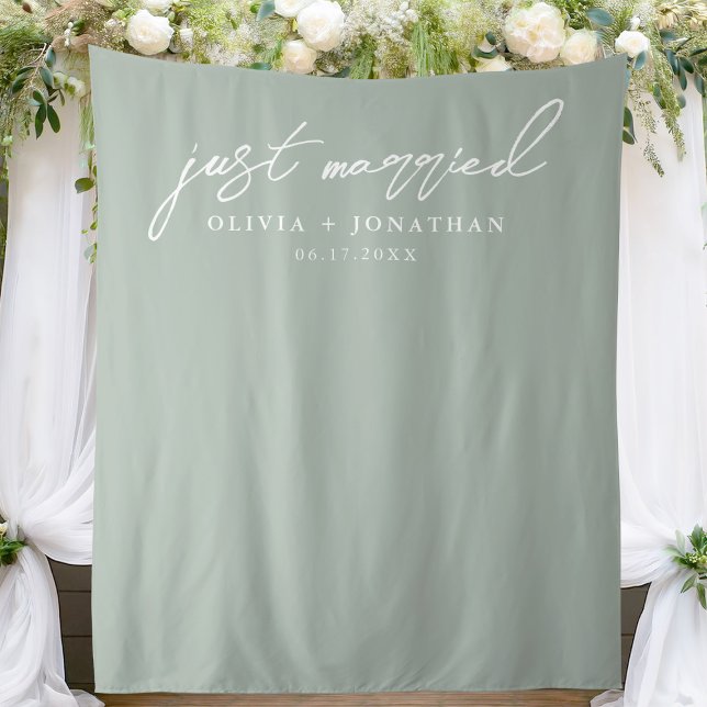 Just Married Elegant Calligraphy Wedding Backdrop (Creator Uploaded)