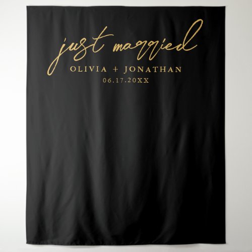 Just Married Elegant Calligraphy Wedding Backdrop