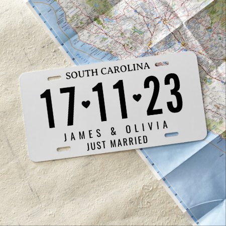 Just Married Elegant Custom Wedding Date License Plate