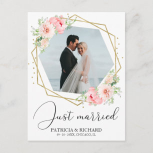 Just Married Elegant Floral Eloped Announcement Postcard