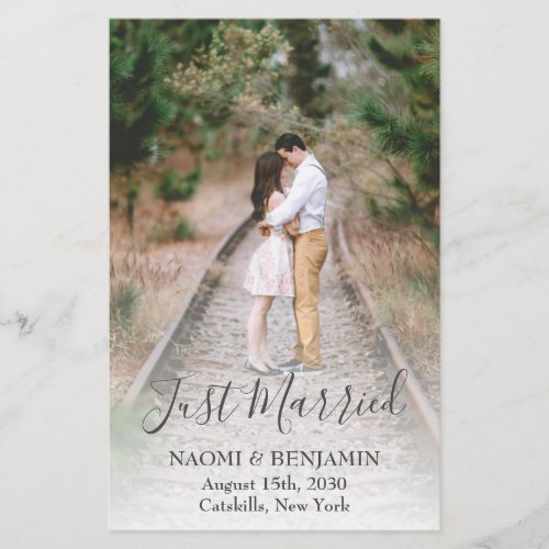 Just Married Elegant Photo Wedding Announcement