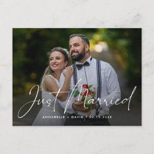 Just Married Elegant Photo Wedding Postcard