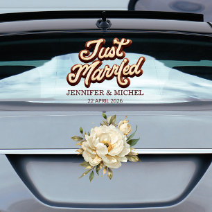 Just Married elegant script wedding car Window Cling
