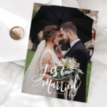 Just Married Elegant Script Wedding Photo  Announcement