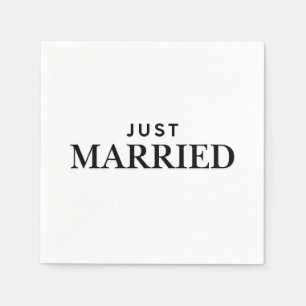 Just Married Elegant Simplistic Wedding Napkins