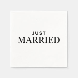 Just Married Elegant Simplistic Wedding Napkins