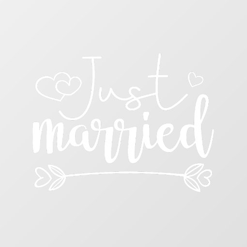 Just married elegant white script wedding window cling Zazzle