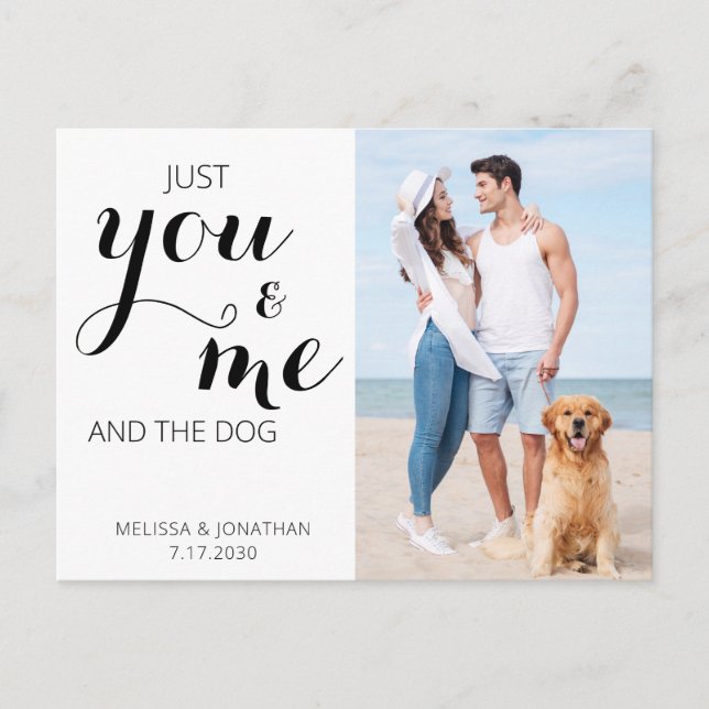 Just Married Elopement We Eloped Dog Wedding Announcement Postcard (Front)
