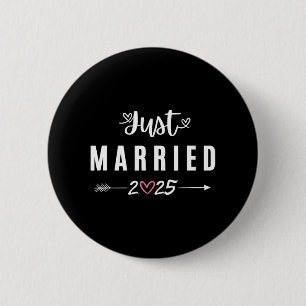 Just Married Est 2025 Honeymoon Wedding Couples An Button