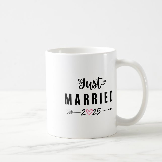 Just Married Est 2025 Honeymoon Wedding Couples An Coffee Mug (Right)