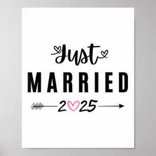 Just Married Est 2025 Honeymoon Wedding Couples An Poster